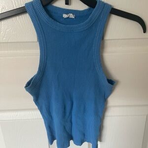Blue Ribbed Sleeveless Cotton On Tank Top Size XS